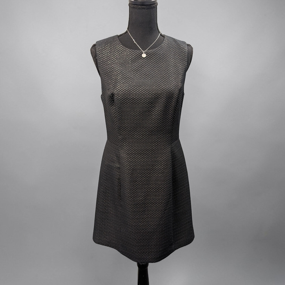 Jack Wills Textured Fit & Flare Dress Black Metallic Thread Sleeveless US 8